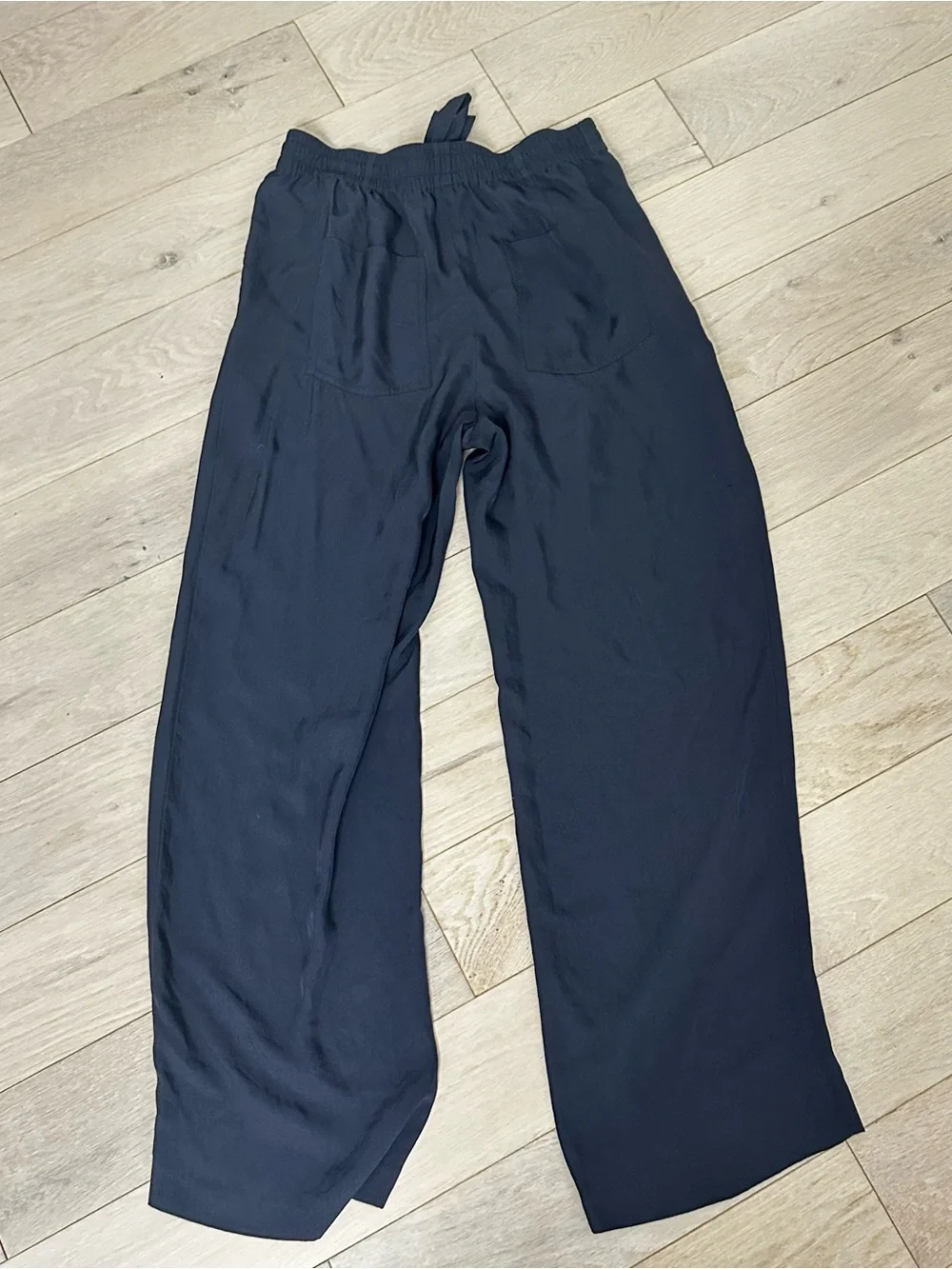 Theory Navy Wide-Leg Drawstring Trousers